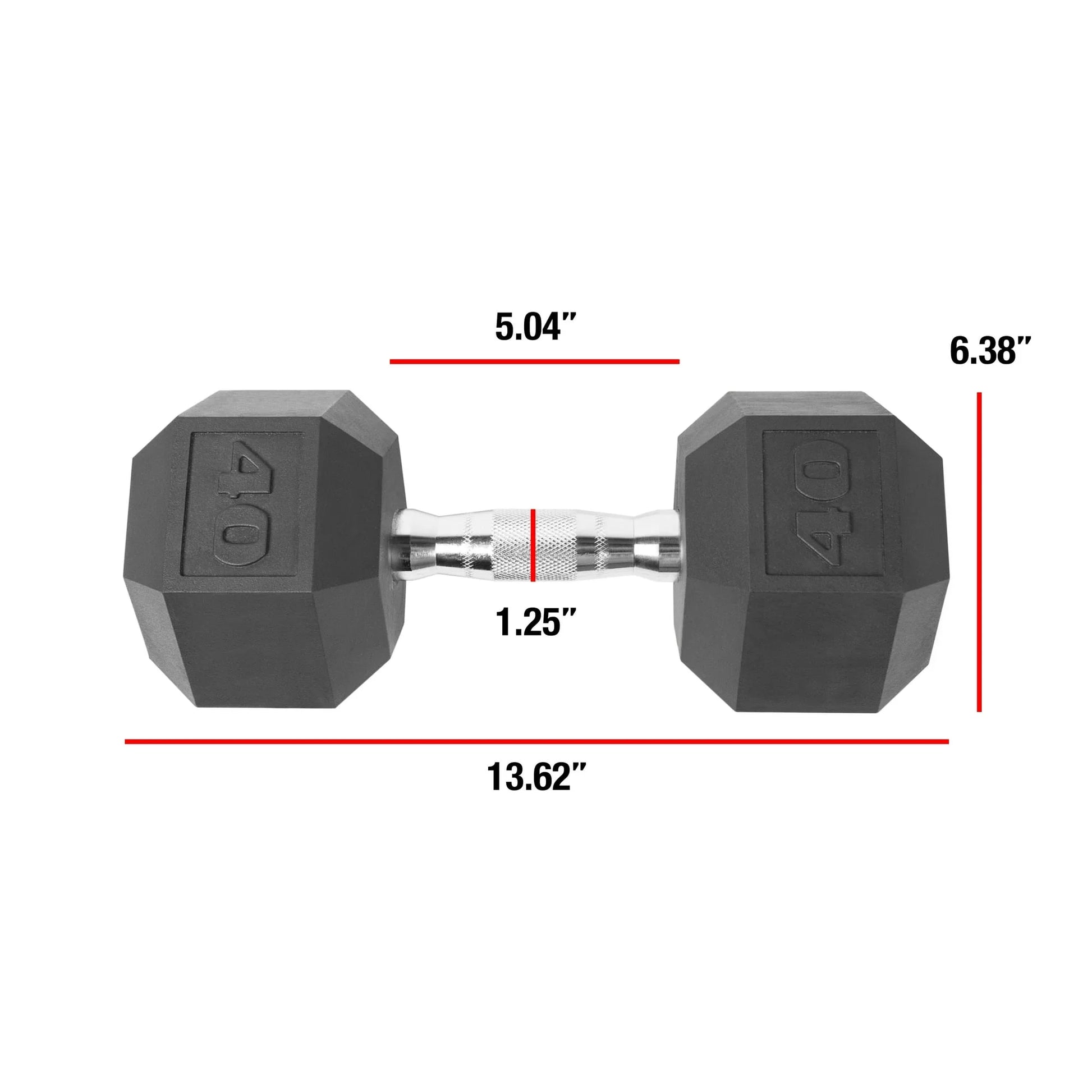 (2 Pack)  Barbell Coated Hex Dumbbell, Single 40 Lbs