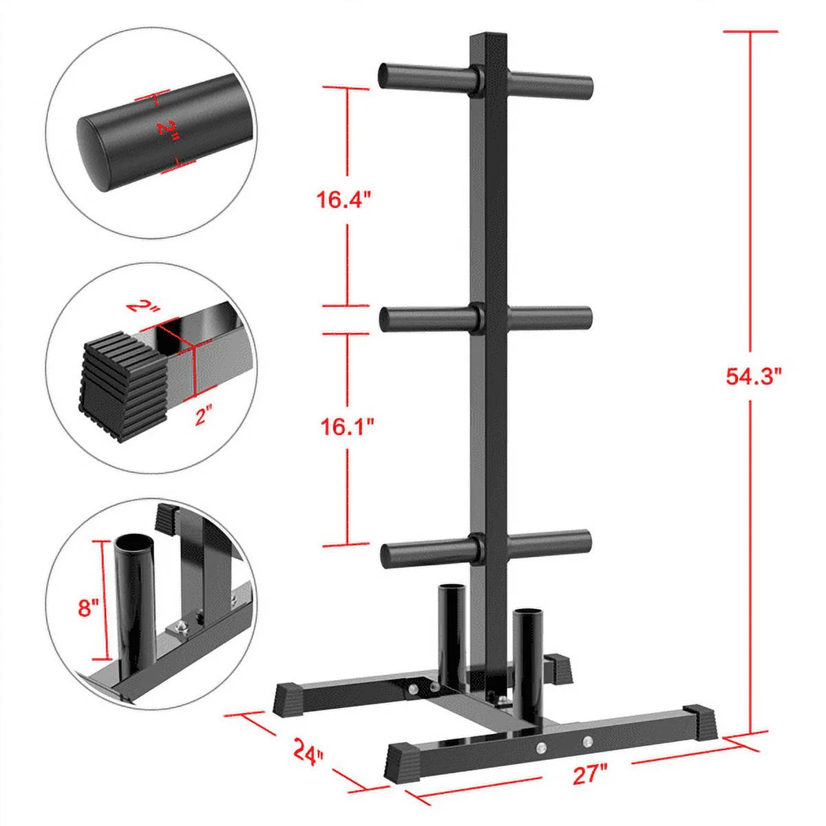 2 In. Olympic Weight Plate and Barbell Storage Tree Stand Rack