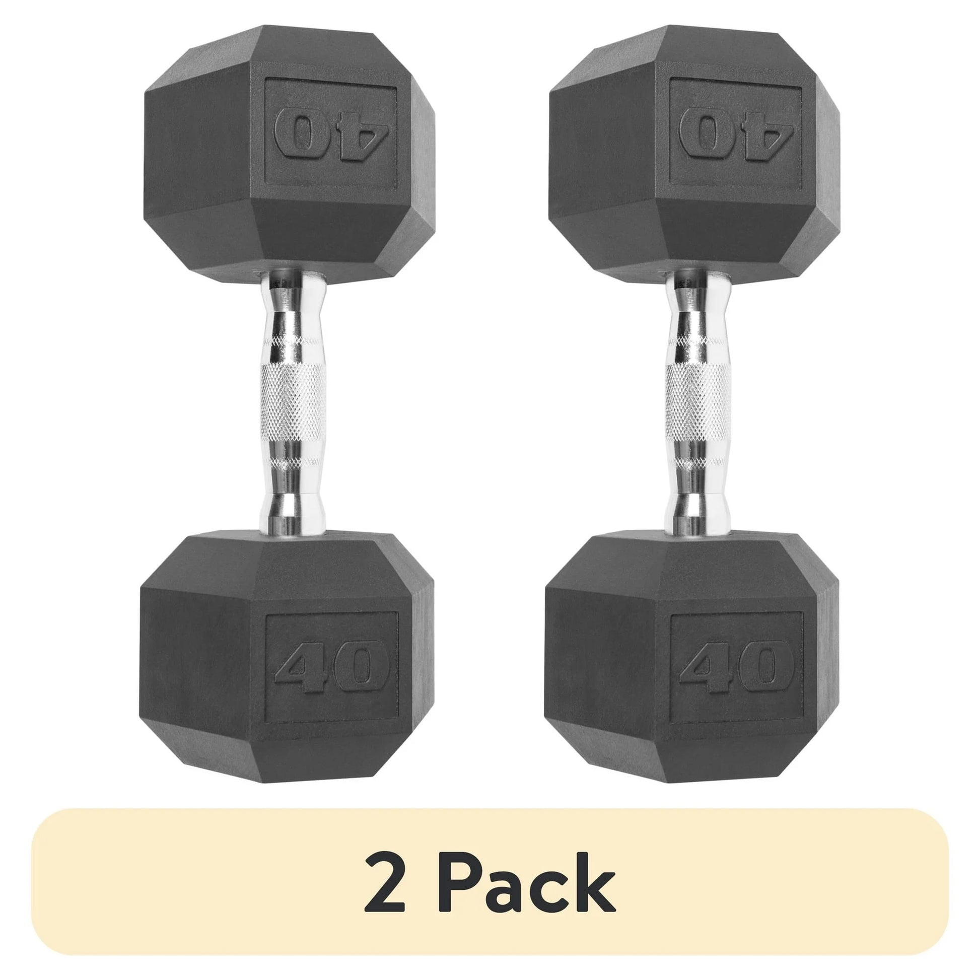 (2 Pack)  Barbell Coated Hex Dumbbell, Single 40 Lbs