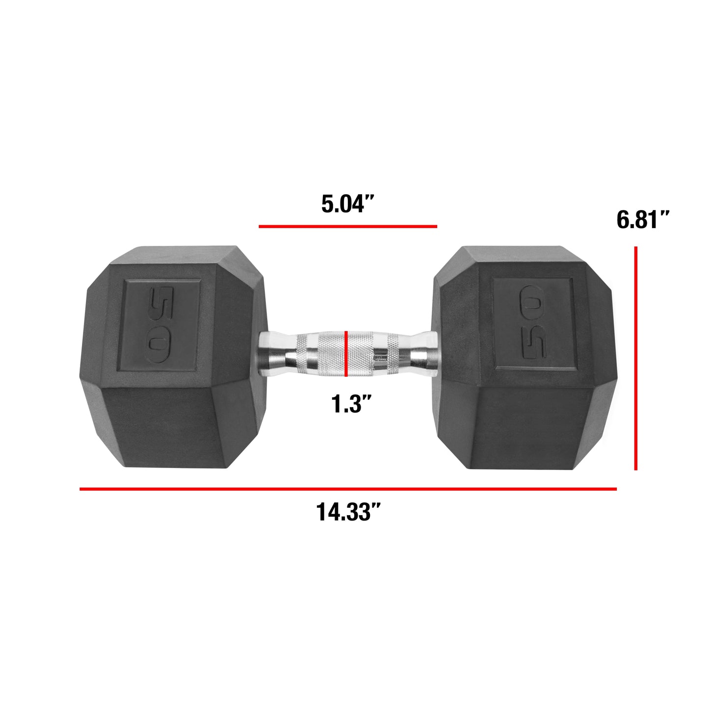 (2 Pack)  Barbell, 50Lb Coated Hex Dumbbell, Single