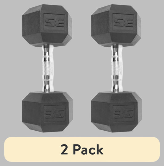 (2 Pack)  Barbell Coated Hex Dumbbell, Single 35 Lbs