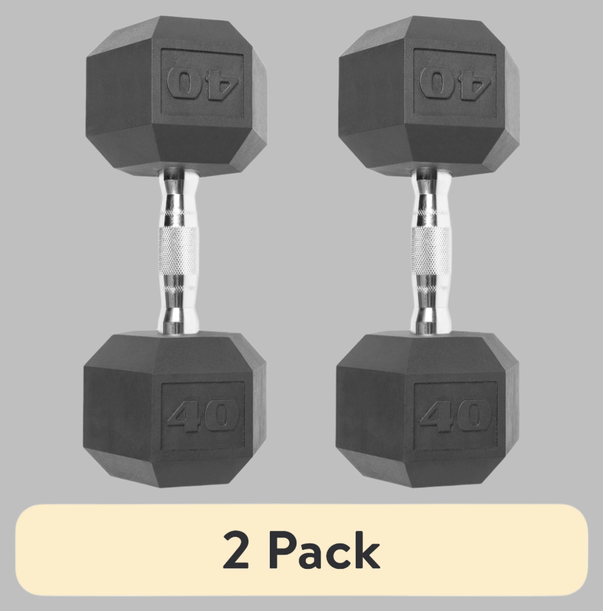 (2 Pack)  Barbell Coated Hex Dumbbell, Single 40 Lbs