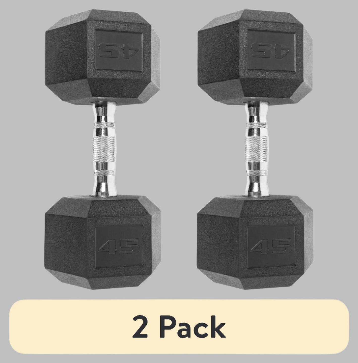 (2 Pack)  Barbell Coated Hex Dumbbell, Single 45 Lbs.