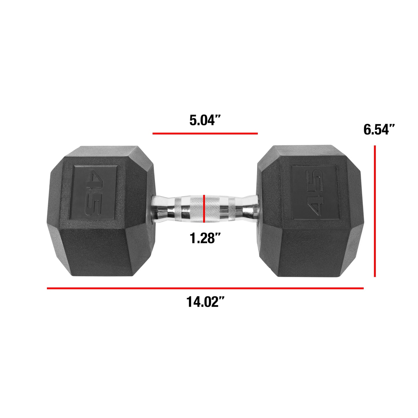 (2 Pack)  Barbell Coated Hex Dumbbell, Single 45 Lbs.