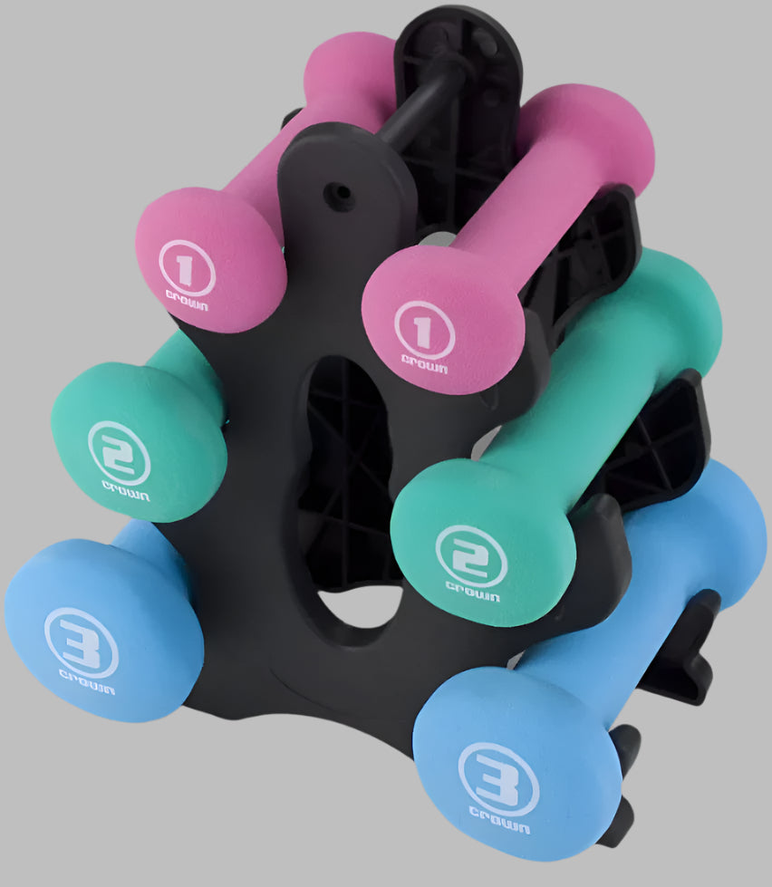 Hand Weights Dumbbells Set - 1, 2 and 3 Lbs with Rack - Soft and Comfortable Neoprene Weights Set for Home Gym - Indoor and Outdoor Dumbbell Sets with Rack