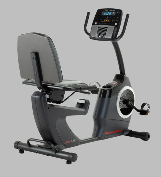 325 CSX; Recumbent Exercise Bike with 5” Display, Built-In Tablet Holder, and Fan